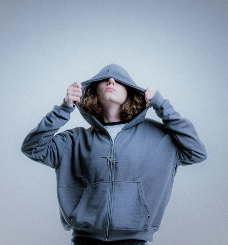 Sparkle Gray Zip Hoodie - obrazek 3