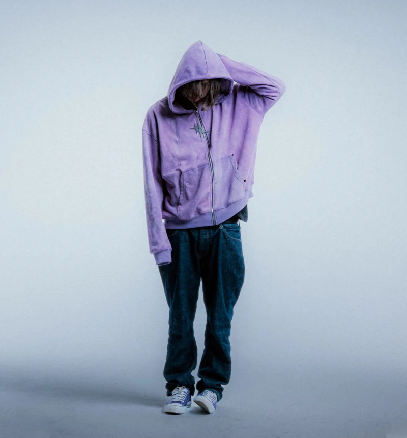 Sparkle Purple Zip Hoodie - obrazek 3