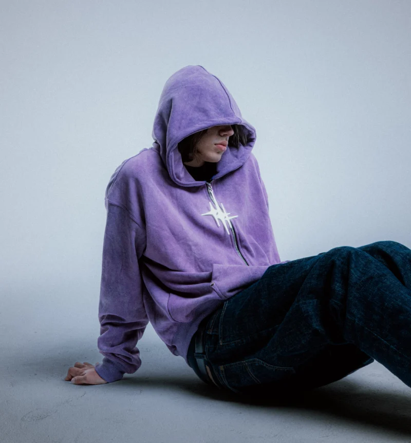 Sparkle Purple Zip Hoodie - obrazek 4